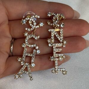 Elegant Gold and Crystal Letter Earrings